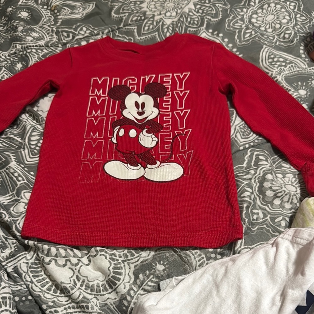 Red Long Sleeve Mickey Mouse Tee